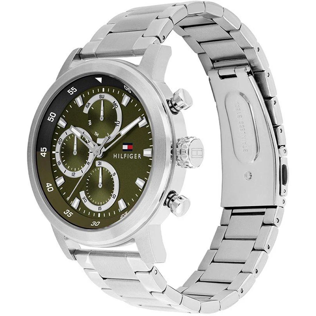 TOMMY HILFIGER Rocky Multifunction Green Dial 46mm Silver Stainless Steel Bracelet 1792180 - 