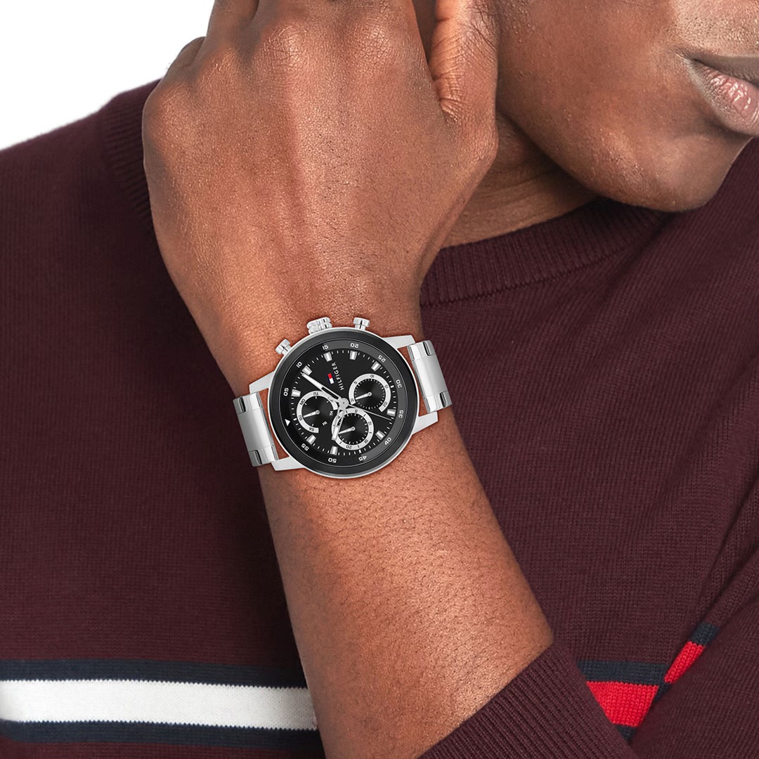 TOMMY HILFIGER Rocky Multifunction Black Dial 46mm Silver Stainless Steel Bracelet 1792181 - 