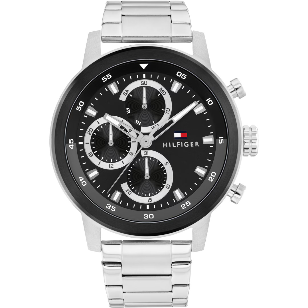 TOMMY HILFIGER Rocky Multifunction Black Dial 46mm Silver Stainless Steel Bracelet 1792181 - 