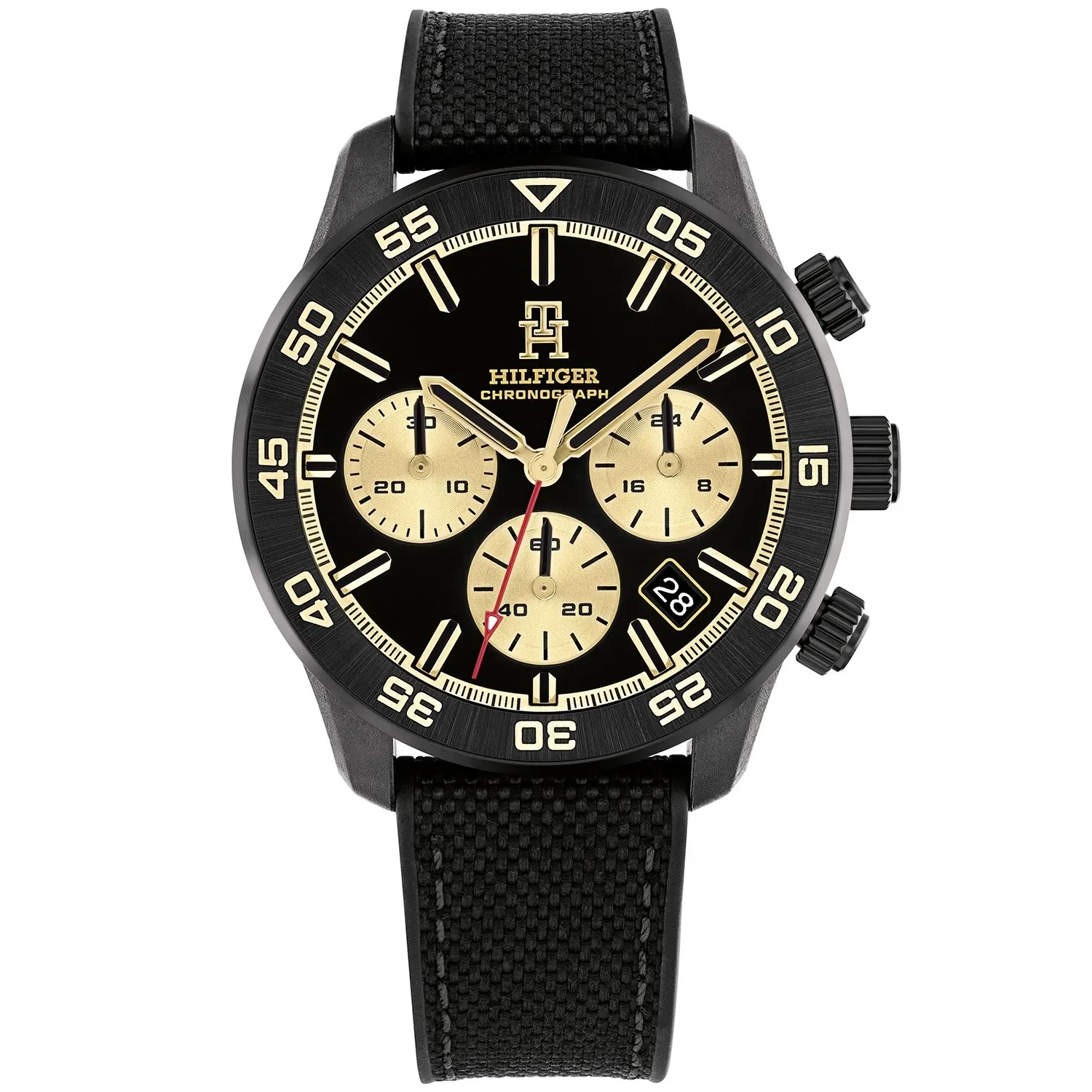TOMMY HILFIGER TH85 Chronograph Black Dial 41mm Black Stainless Steel Black Leather Strap 1792182 - 