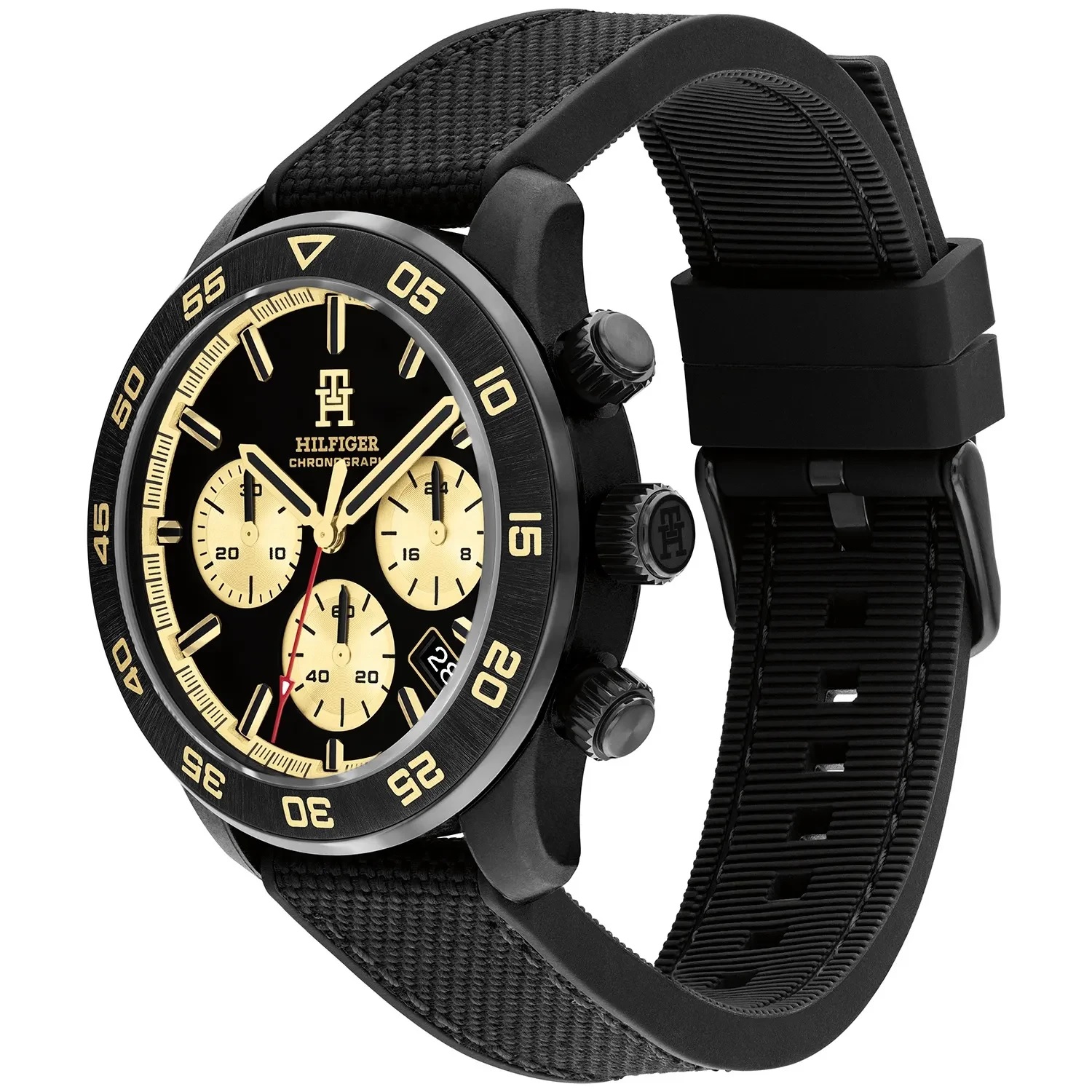 TOMMY HILFIGER TH85 Chronograph Black Dial 41mm Black Stainless Steel Black Leather Strap 1792182 - 