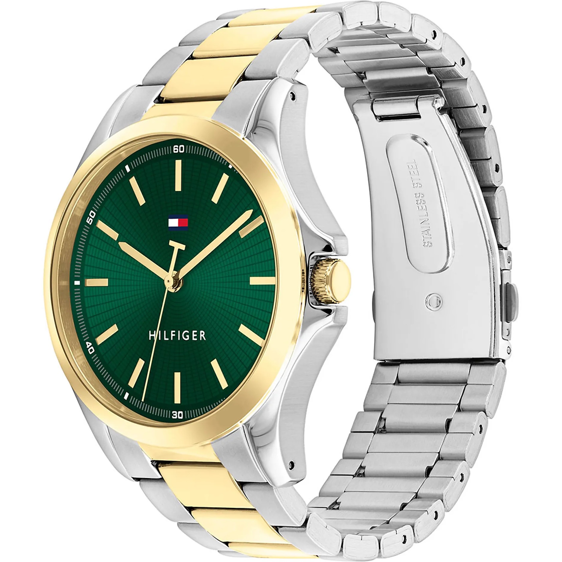 TOMMY HILFIGER Bruce Green Dial 43mm Two Tone Gold Stainless Steel Bracelet 1792192 - 