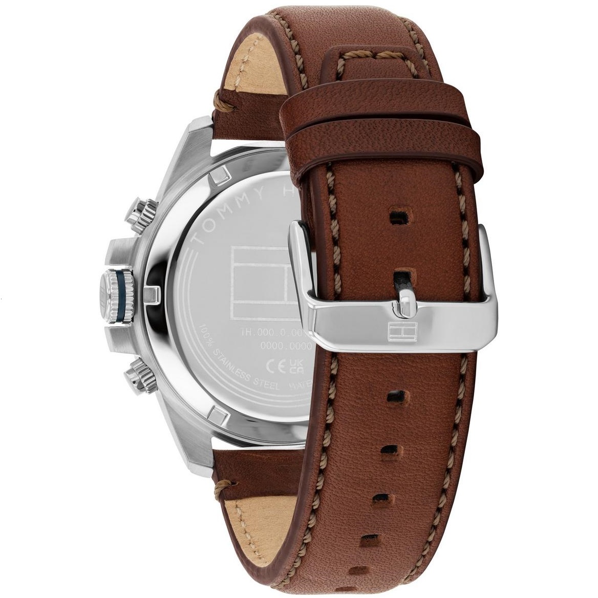 TOMMY HILFIGER Jameson Multifunction Black Dial 43mm Silver Stainless Steel Brown Leather Strap 1792195 - 3