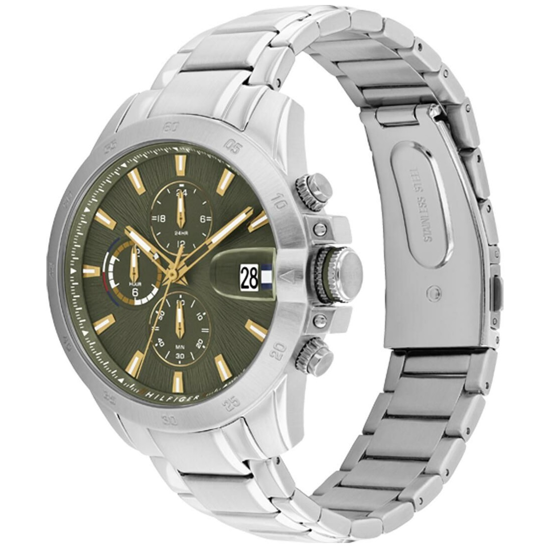TOMMY HILFIGER Jameson Multifunction Green Dial 43mm Silver Stainless Steel Bracelet 1792197 - 
