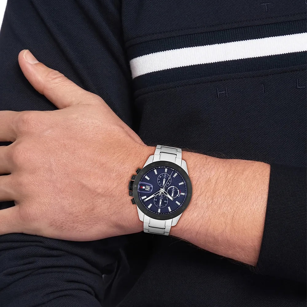 TOMMY HILFIGER Jameson Multifunction Blue Dial 43mm Silver Stainless Steel Bracelet 1792198 - 