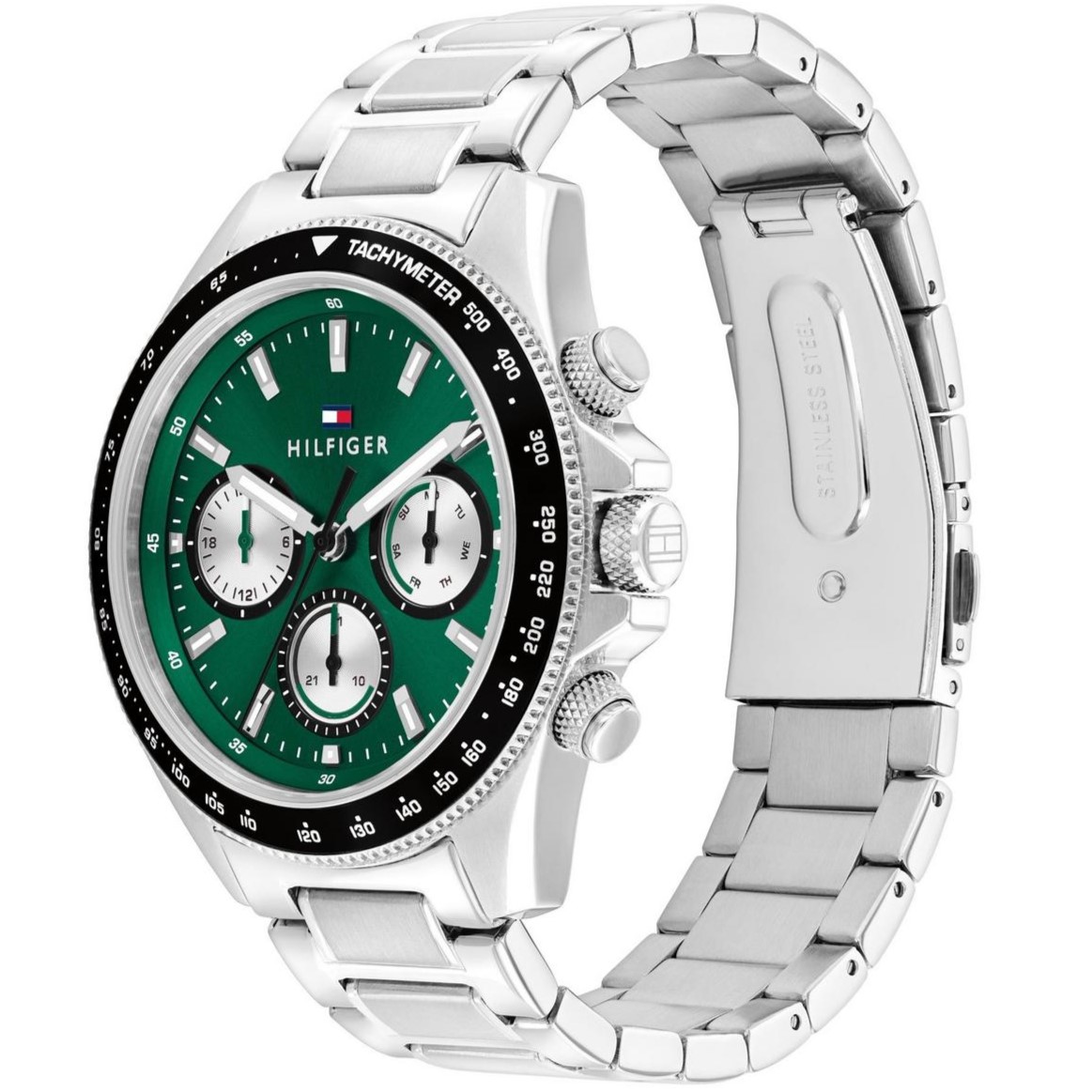TOMMY HILFIGER Clark Multifunction Green Dial 44mm Silver Stainless Steel Bracelet 1792211 - 