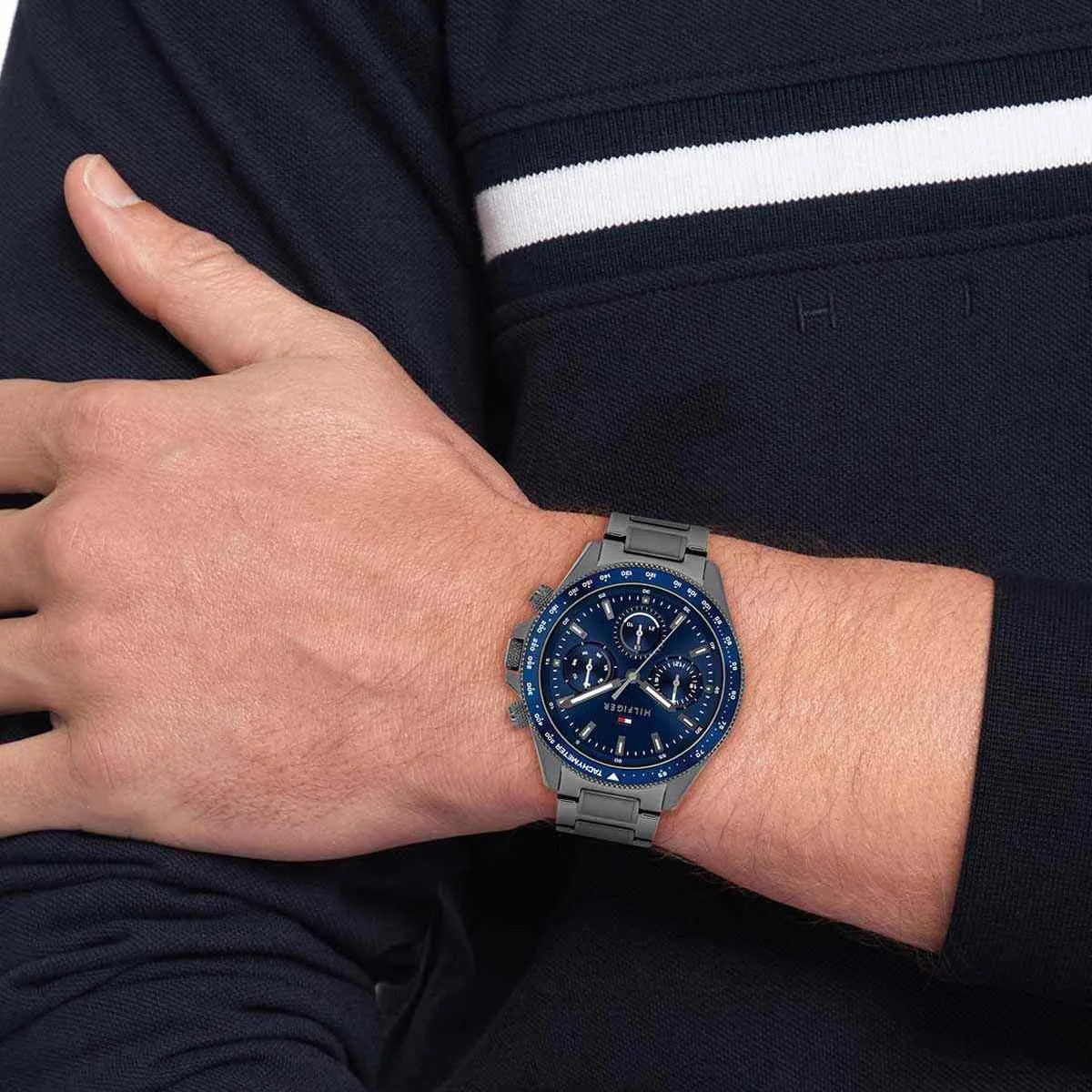 TOMMY HILFIGER Clark Multifunction Blue Dial 44mm Grey Stainless Steel Bracelet 1792212 - 