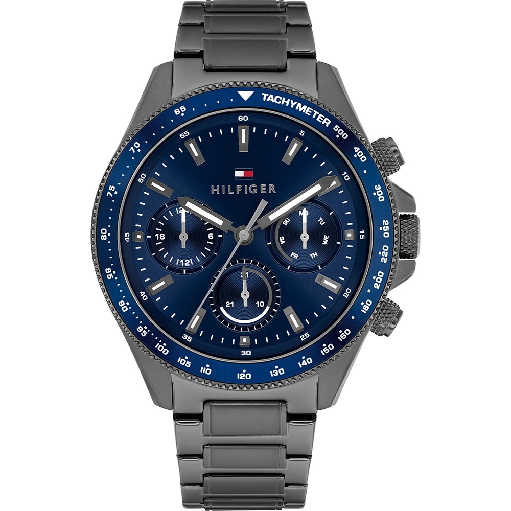 TOMMY HILFIGER Clark Multifunction Blue Dial 44mm Grey Stainless Steel Bracelet 1792212 - 
