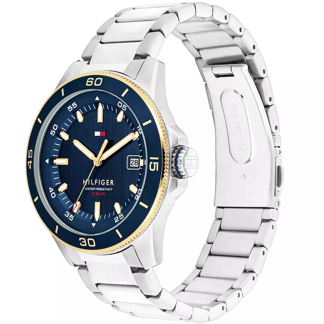 TOMMY HILFIGER Remy Blue Dial 43mm Two-Tone Gold and Silver Stainless Steel Bracelet 1792229 - 