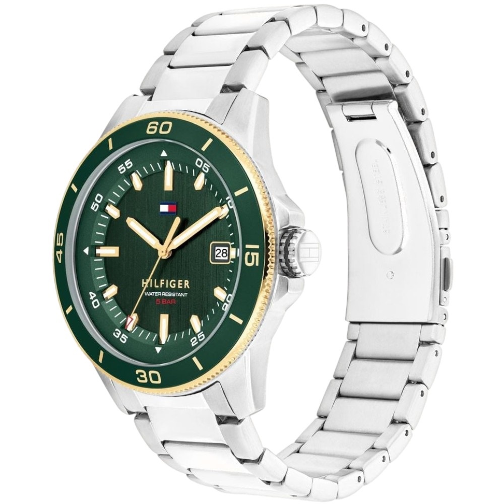 TOMMY HILFIGER Remy Green Dial 43mm Two-Tone Gold and Silver Stainless Steel Bracelet 1792230 - 