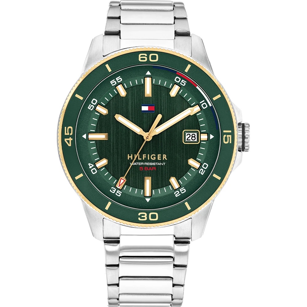 TOMMY HILFIGER Remy Green Dial 43mm Two-Tone Gold and Silver Stainless Steel Bracelet 1792230 - 