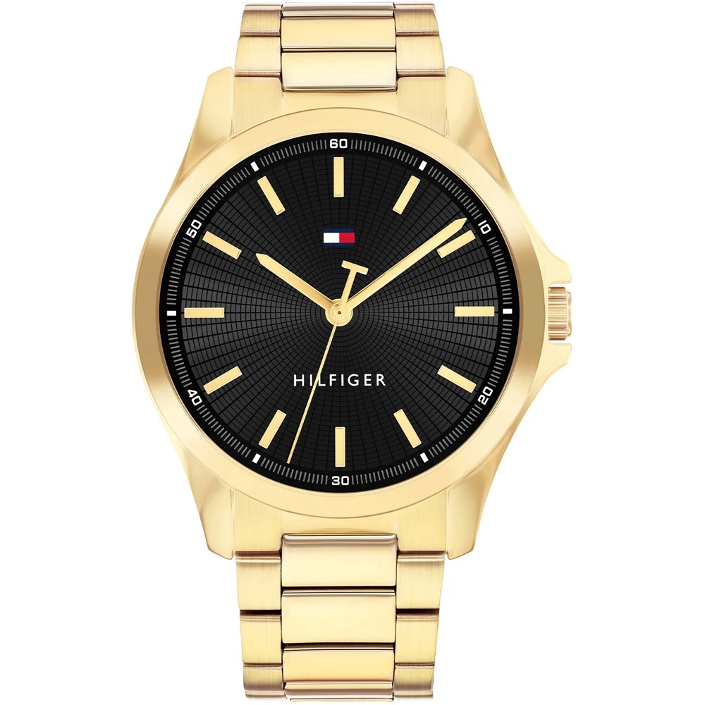 TOMMY HILFIGER Bruce Black Dial 43mm Gold Stainless Steel Bracelet 1792241 - 