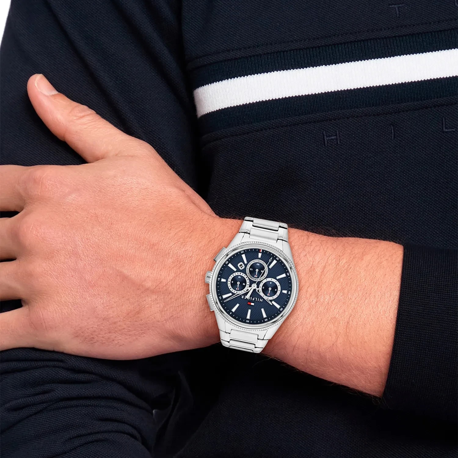TOMMY HILFIGER Sam Chronograph Blue Dial 43mm Silver Stainless Steel Bracelet 1792253 - 