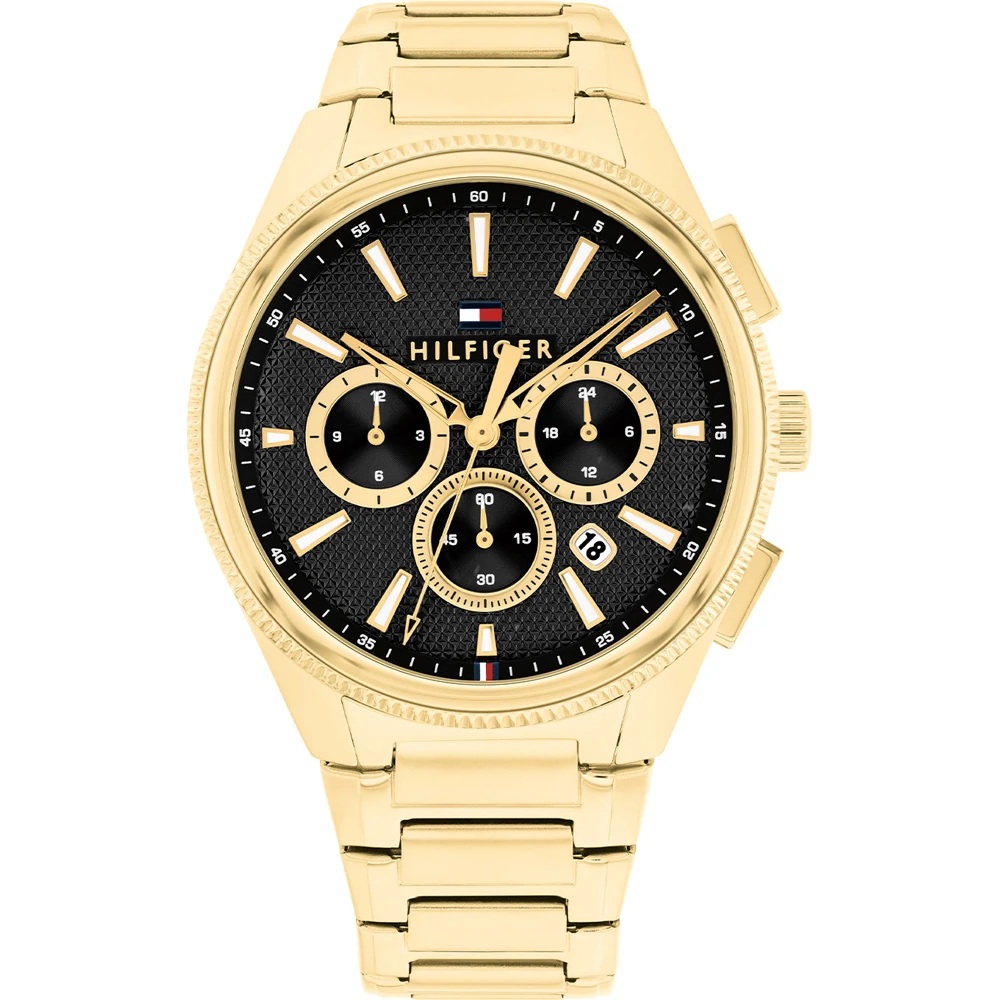 TOMMY HILFIGER Sam Chronograph Black Dial 43mm Gold Stainless Steel Bracelet 1792254 - 