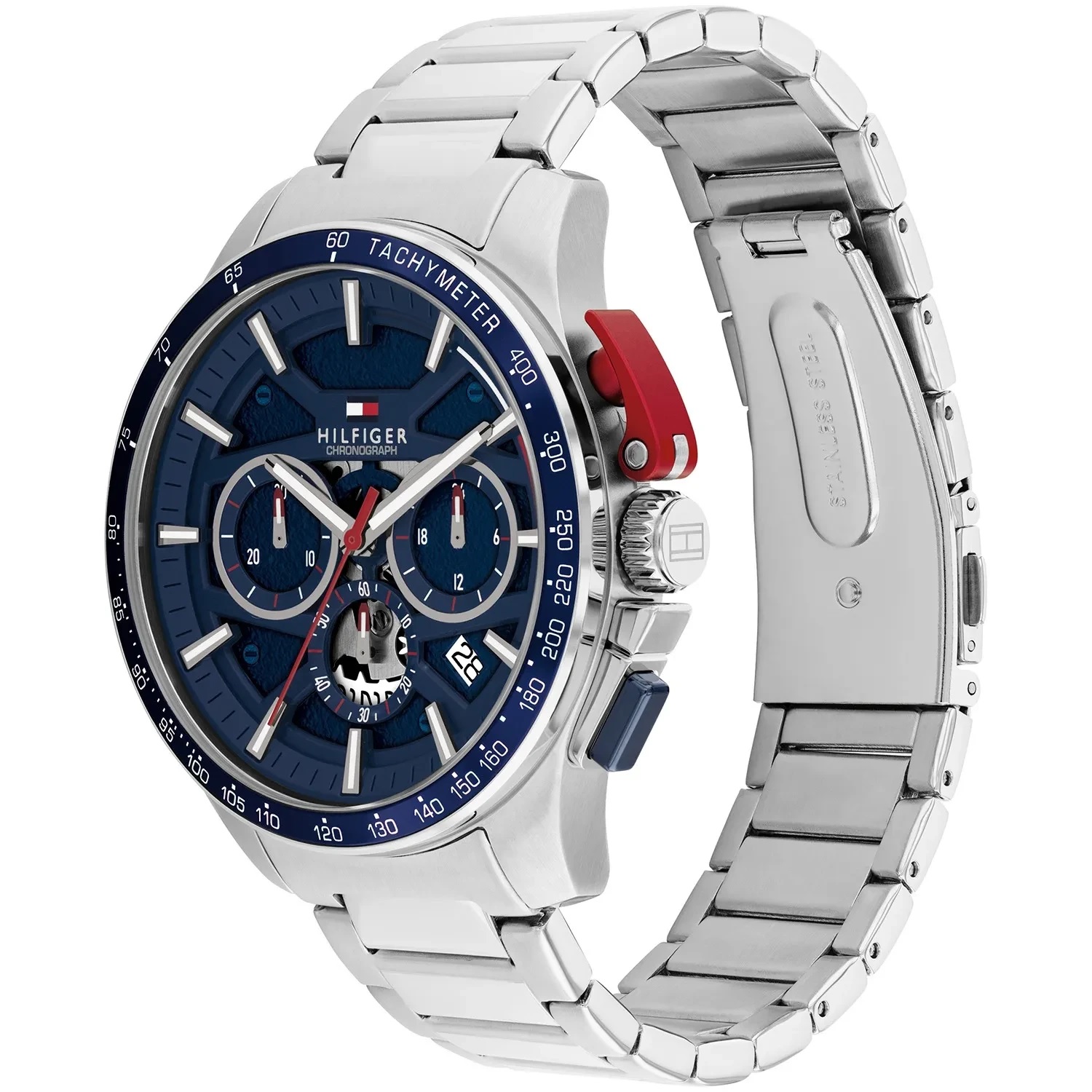 TOMMY HILFIGER Bank Multifunction Blue Dial 44mm Silver Stainless Steel Bracelet 1792261 - 