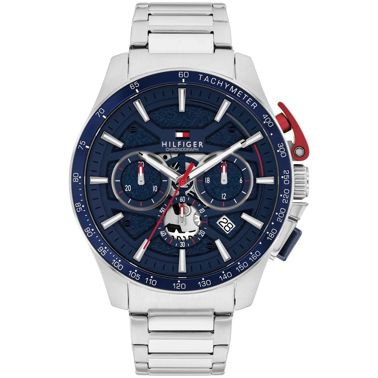 TOMMY HILFIGER Bank Multifunction Blue Dial 44mm Silver Stainless Steel Bracelet 1792261 - 