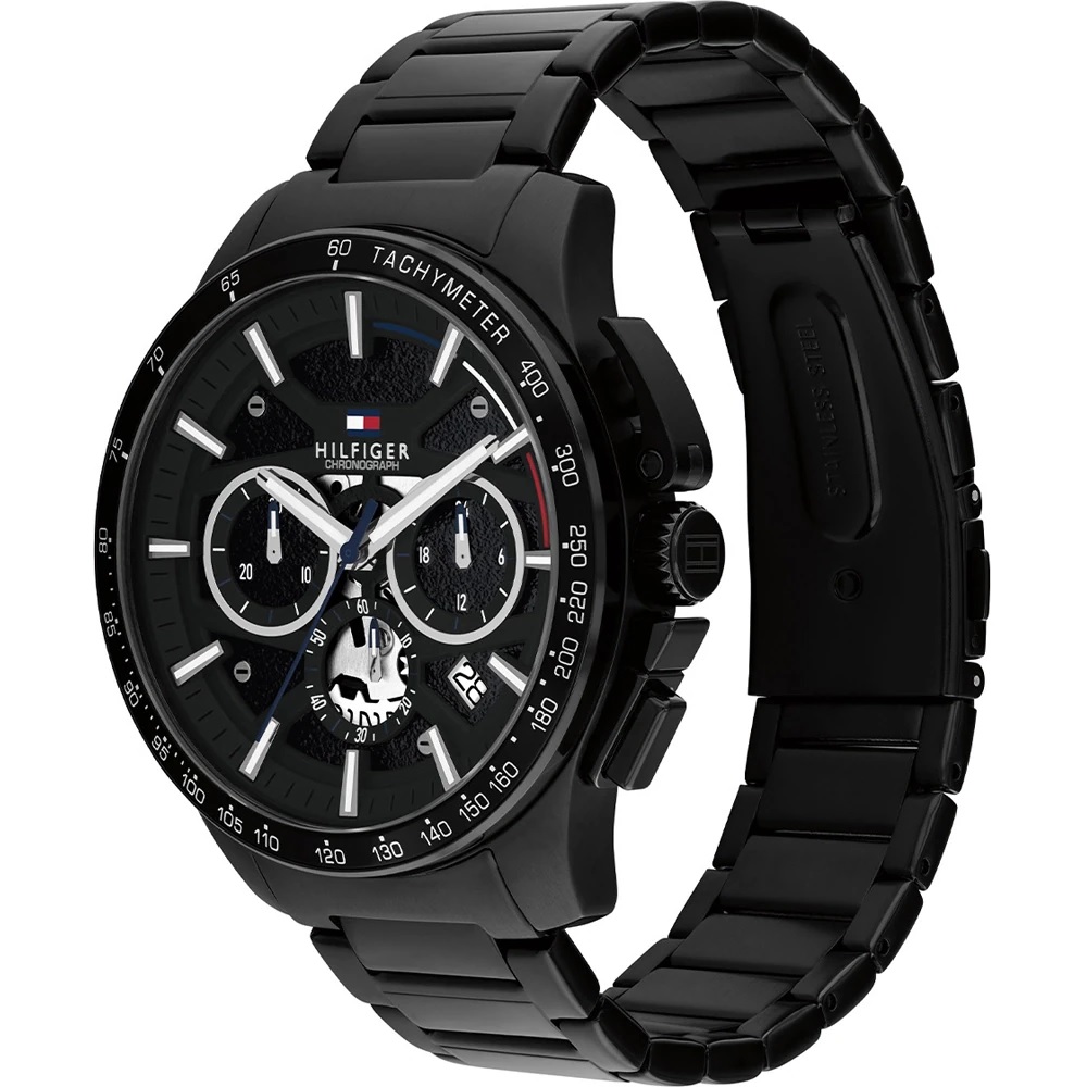 TOMMY HILFIGER Bank Multifunction Black Dial 44mm Black Stainless Steel Bracelet 1792262 - 3