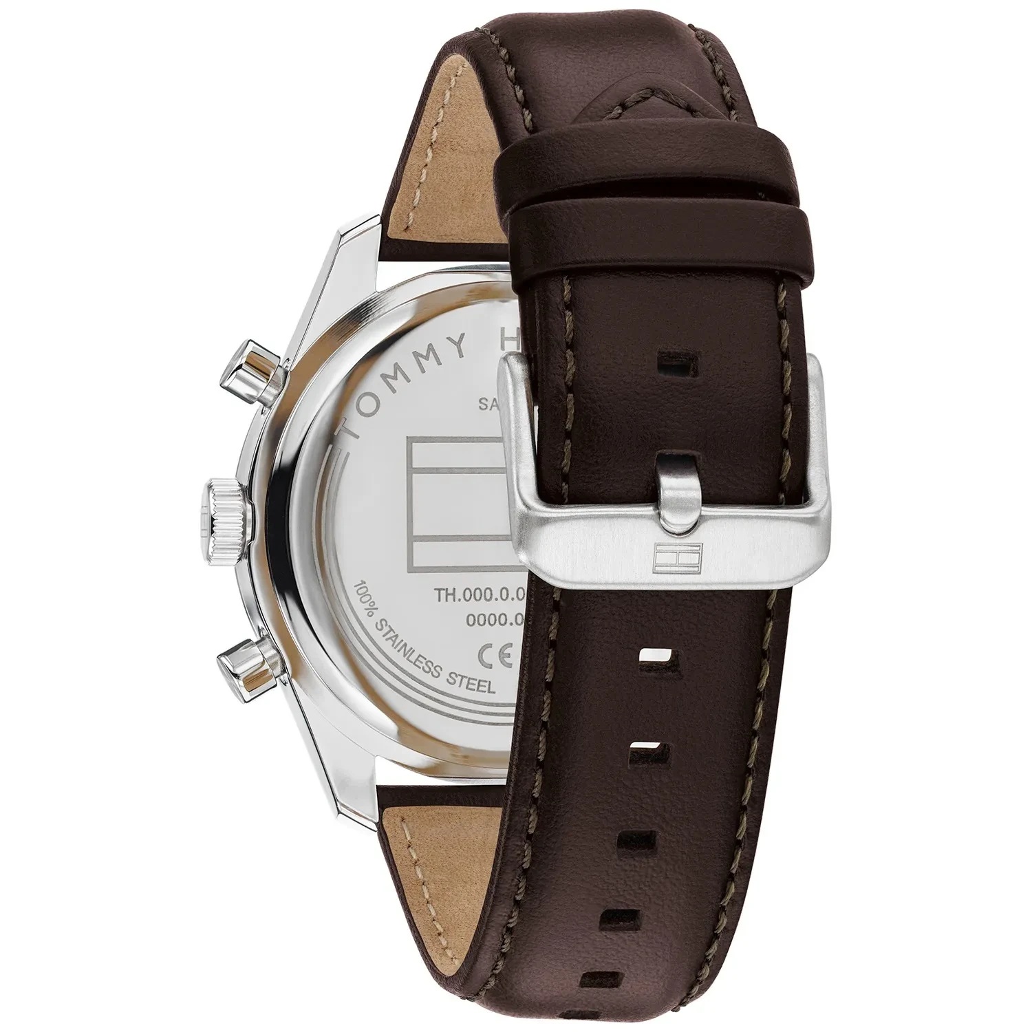 TOMMY HILFIGER Hampton Multifunction Blue Dial 42mm Silver Stainless Steel Brown Leather Strap 1792276 - 4