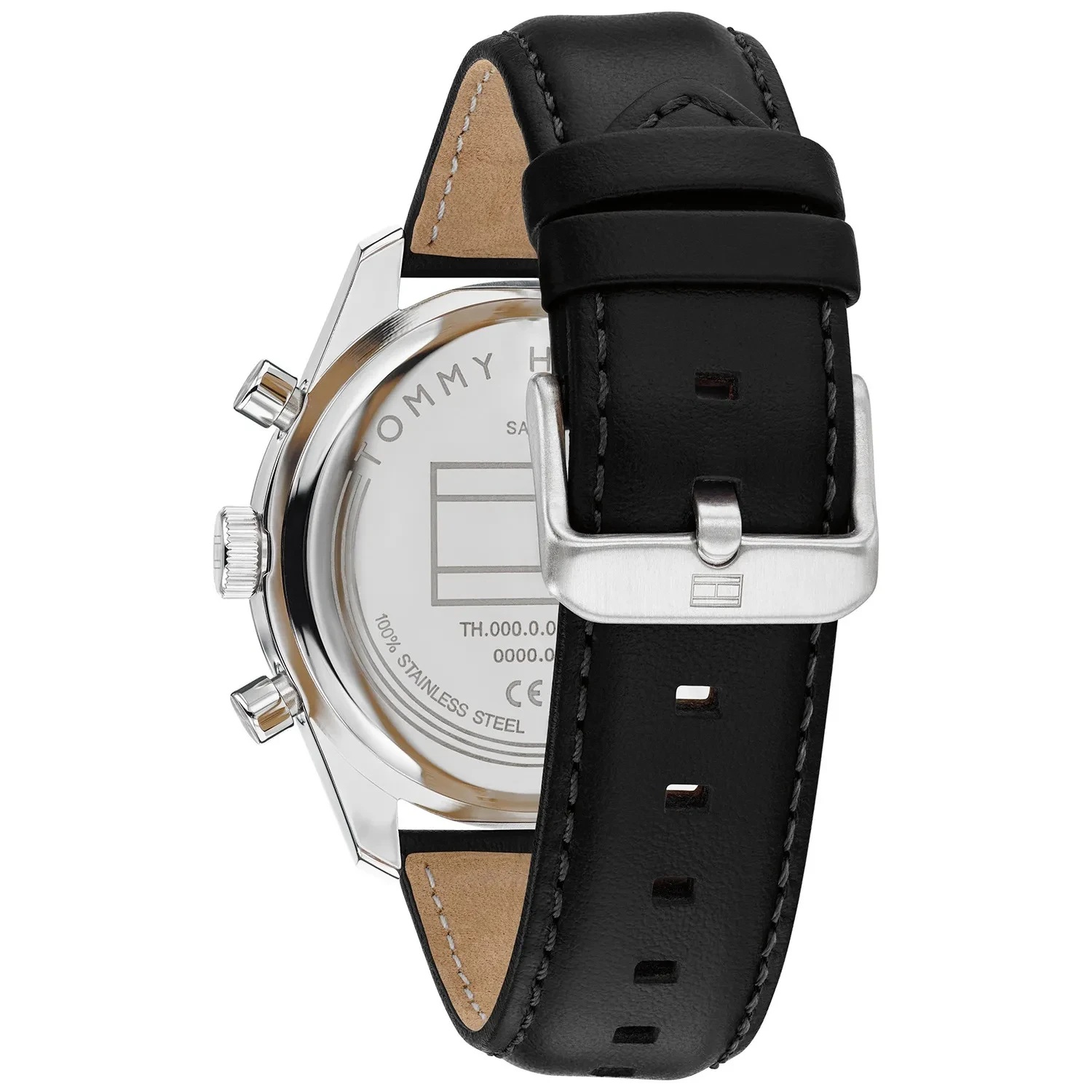 TOMMY HILFIGER Hampton Multifunction Black Dial 42mm Silver Stainless Steel Black Leather Strap 1792277 - 4