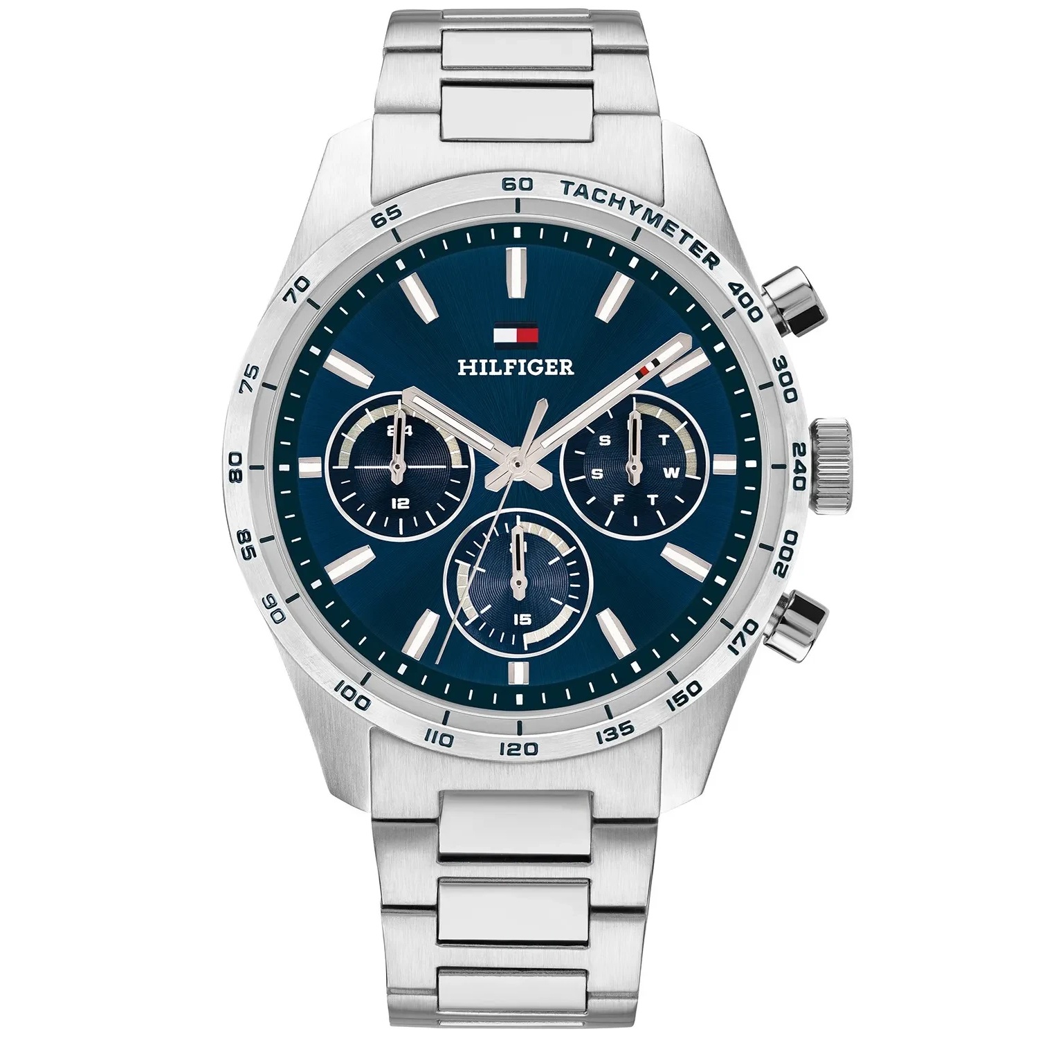 TOMMY HILFIGER Hampton Multifunction Blue Dial 42mm Silver Stainless Steel Bracelet 1792278 - 