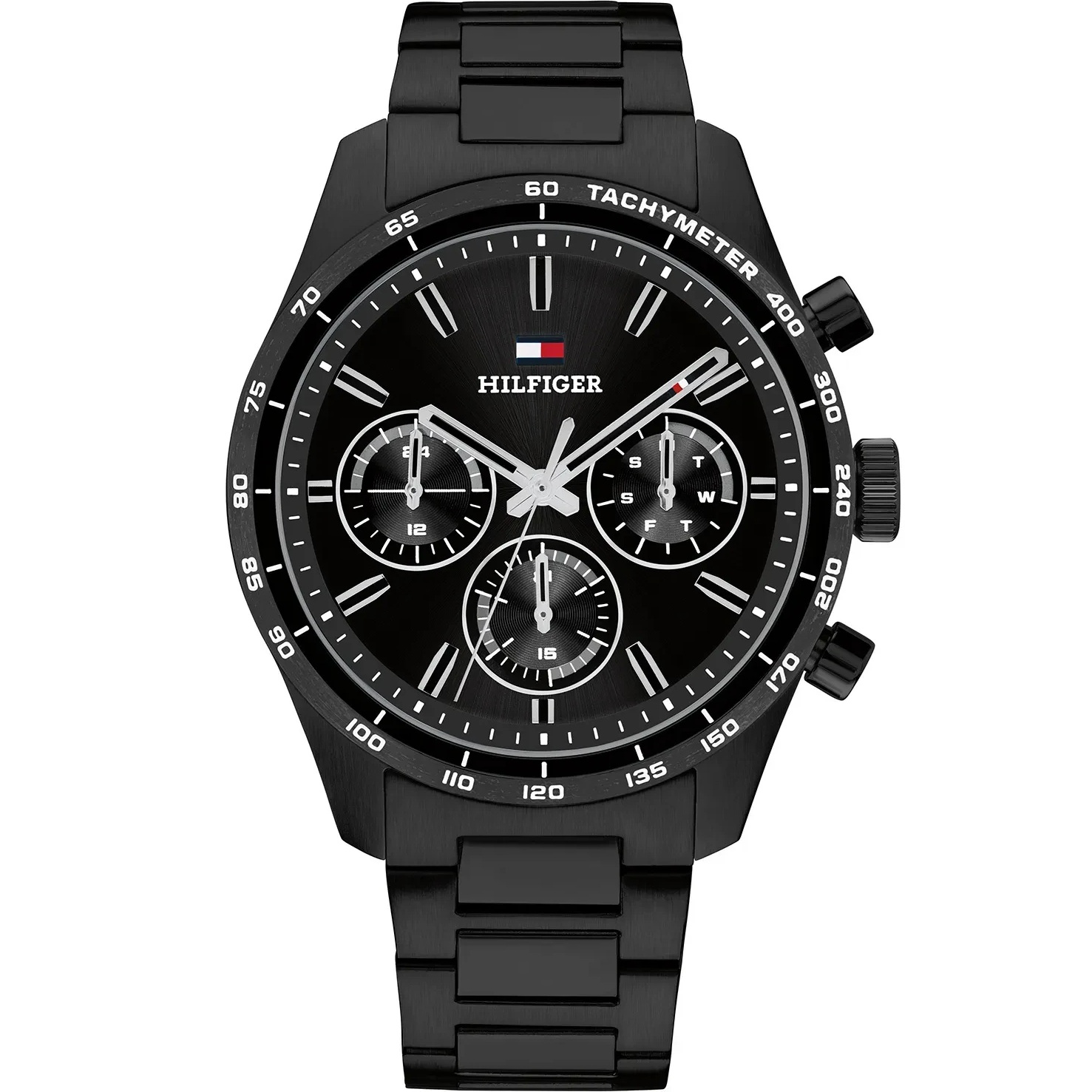 TOMMY HILFIGER Hampton Multifunction Black Dial 42mm Black Stainless Steel Bracelet 1792280 - 
