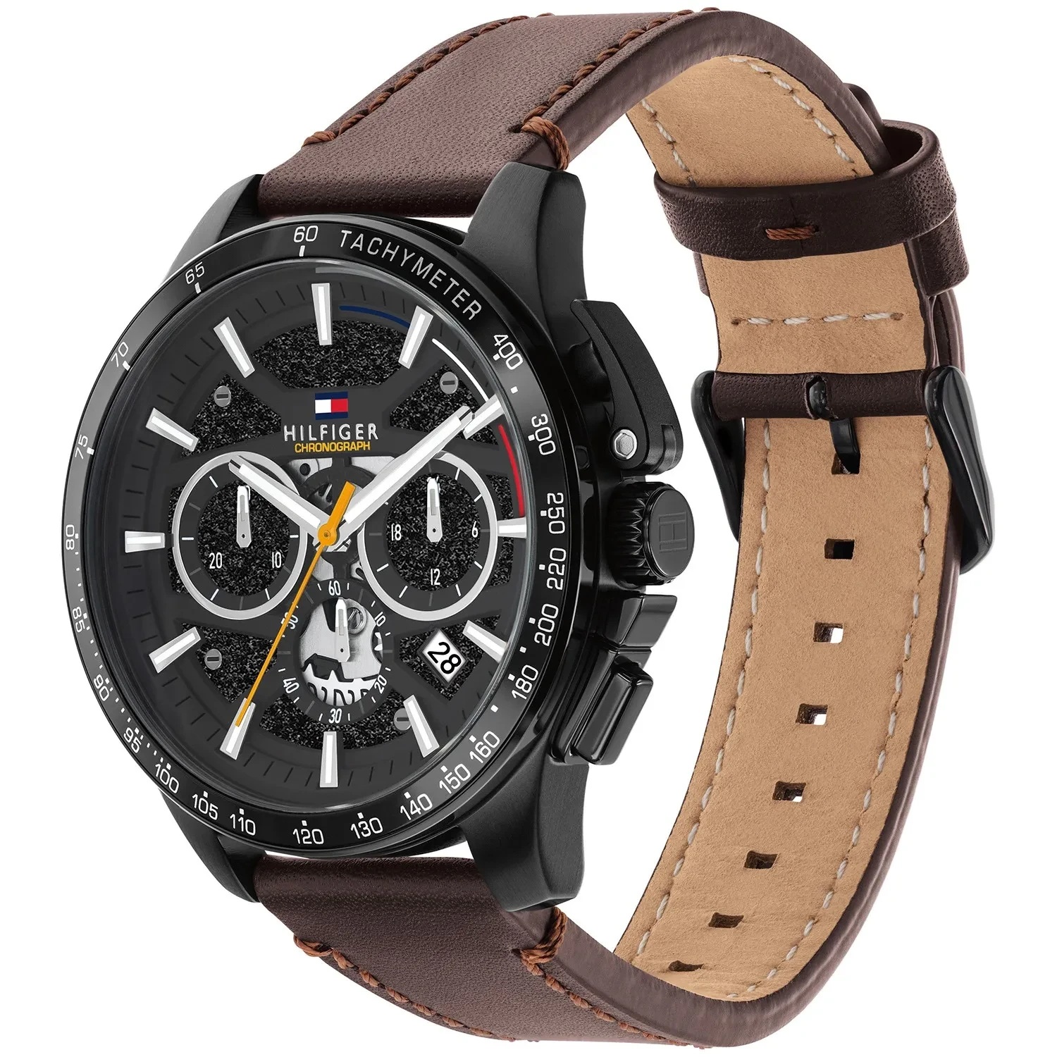 TOMMY HILFIGER Bank Multifunction Brown Dial 44mm Black Stainless Steel Brown Leather Strap 1792291 - 4