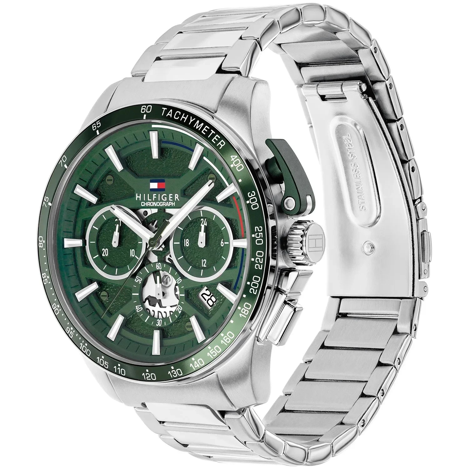 TOMMY HILFIGER Bank Multifunction Green Dial 44mm Silver Stainless Steel Bracelet 1792293 - 3