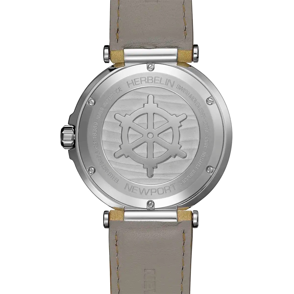 HERBELIN Newport Gent Black Dial 40.5mm Silver Stainless Steel Beige Leather Strap 18389A24SA - 4