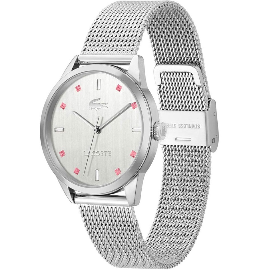 LACOSTE Gemala Silver Dial With Crystals 36mm Silver Stainless Steel Mesh Bracelet 2001342 - 