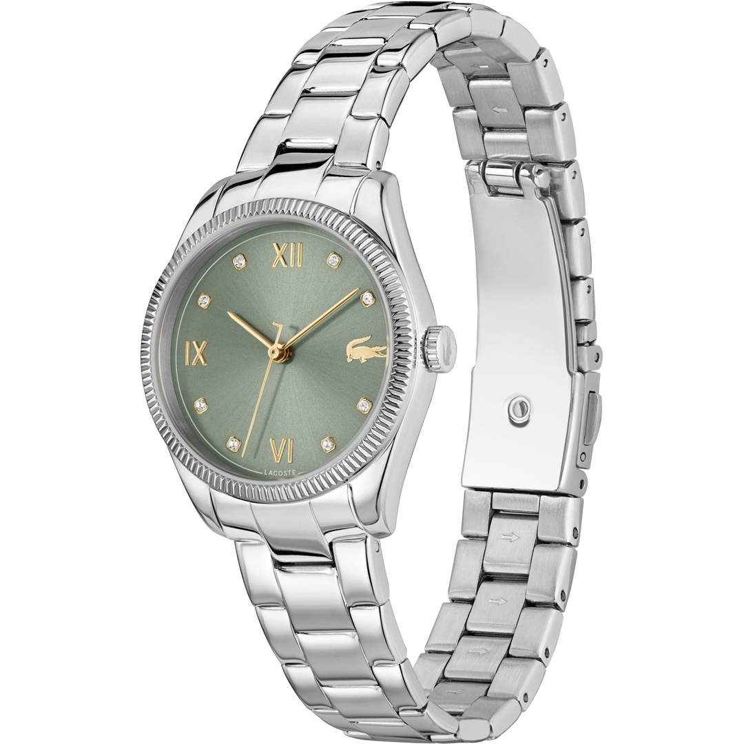 LACOSTE Parisienne Green Dial With Crystals 30mm Silver Stainless Steel Bracelet 2001421 - 3