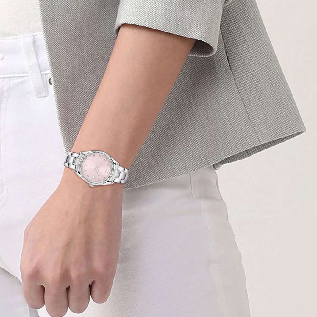 LACOSTE Parisienne Pink Dial With Crystals 30mm Silver Stainless Steel Bracelet 2001422 - 4