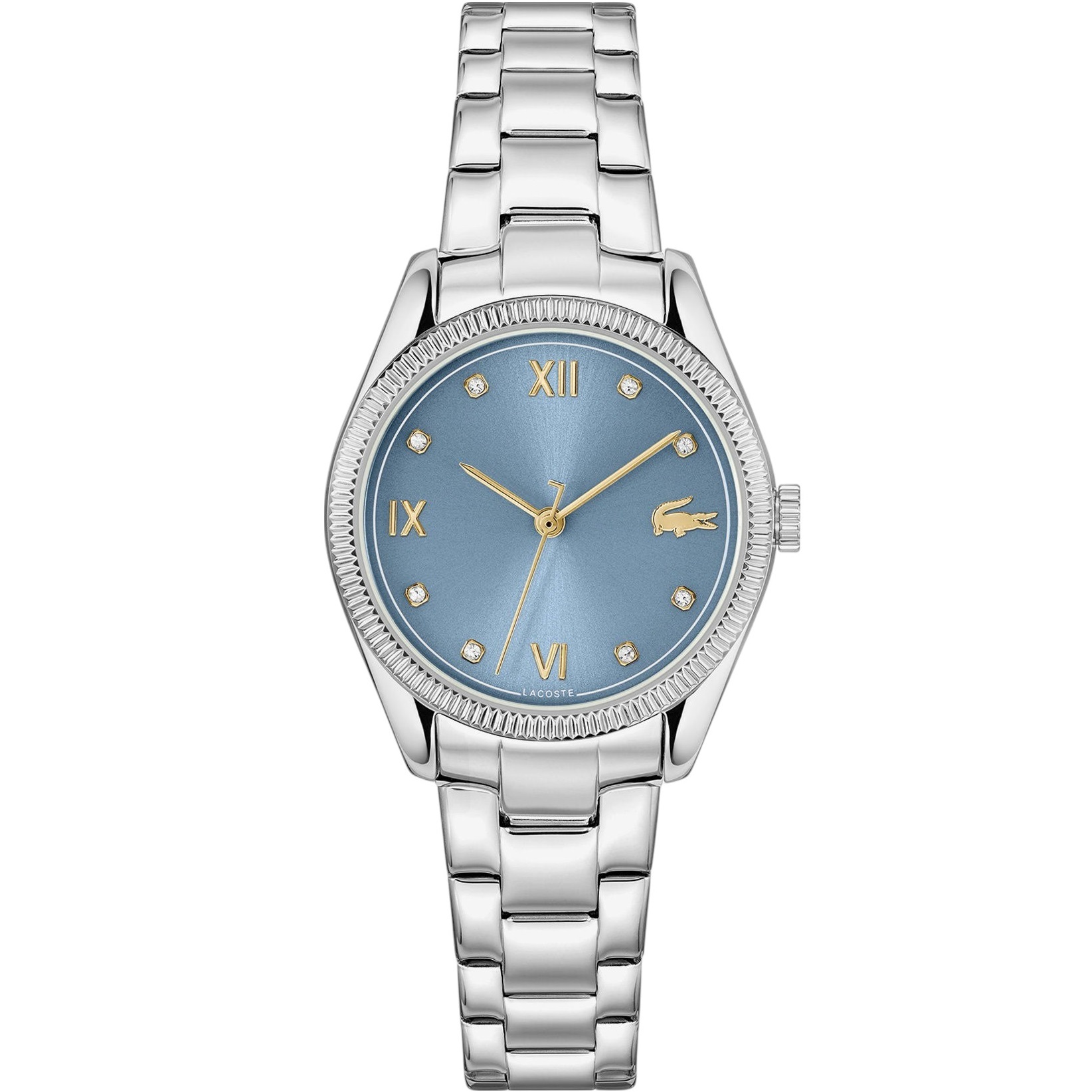 LACOSTE Parisienne Light Blue Dial With Crystals 30mm Silver Stainless Steel Bracelet 2001423 - 