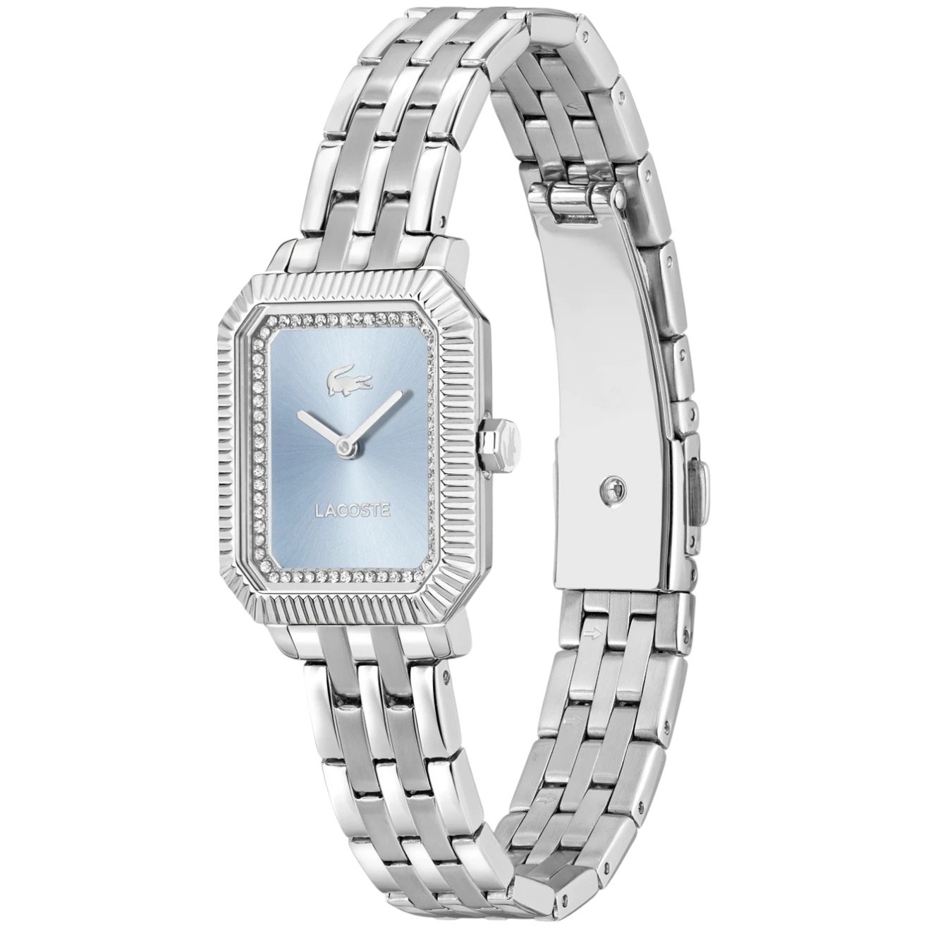 LACOSTE Parisienne Light Blue Dial With Crystals 20.7x28.3mm Silver Stainless Steel Bracelet 2001440 - 
