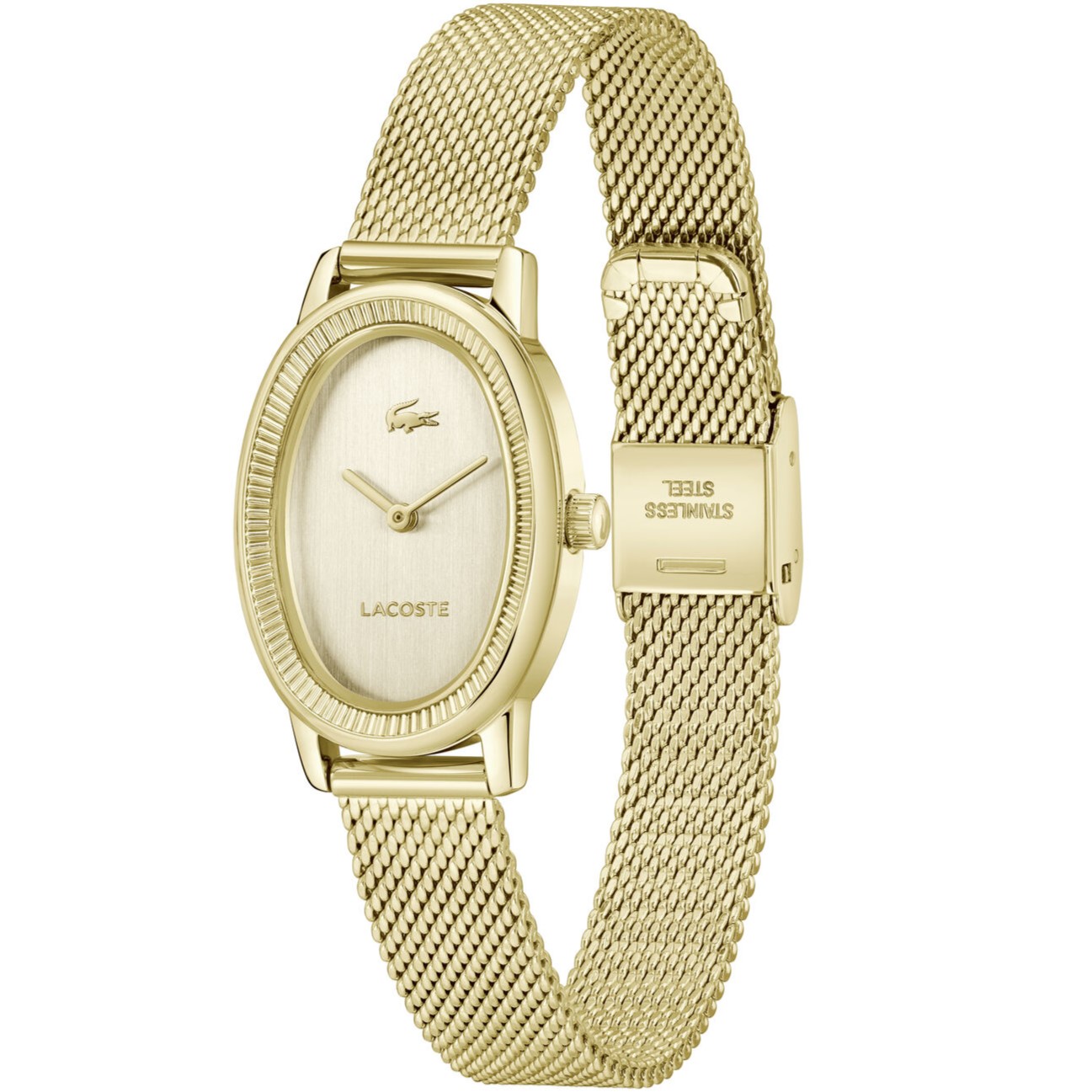 LACOSTE Parisienne Gold Dial With Crystals 22mm Gold Stainless Steel Mesh Bracelet 2001453 - 3