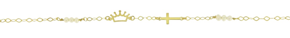 ΒΡΑΧΙΟΛΙ SENZIO K9 Κίτρινο Χρυσό με Μαργαριτάρια 020060 - 