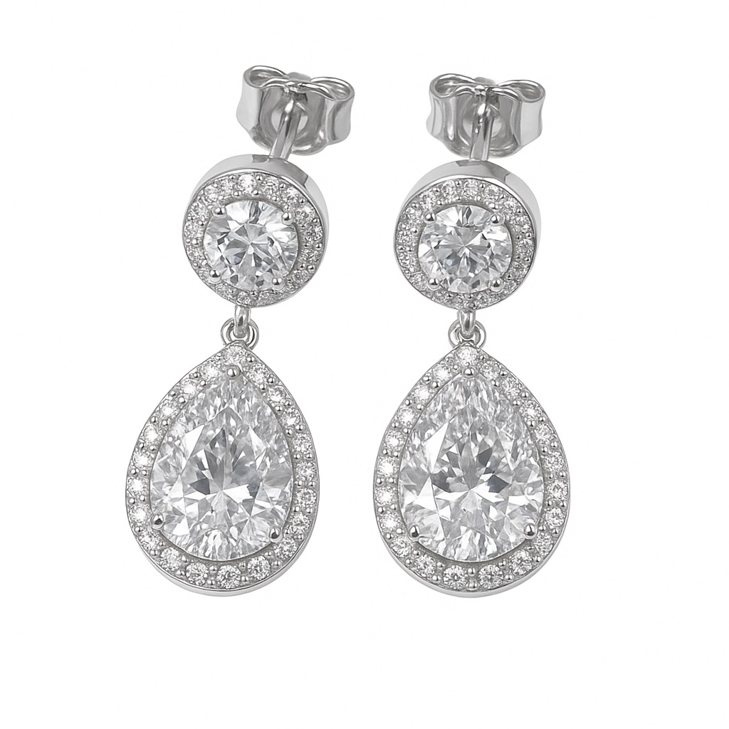 ΣΚΟΥΛΑΡΙΚΙΑ Ροζέτα με Ζιργκόν Κ14 Λευκό Χρυσό 590273-W