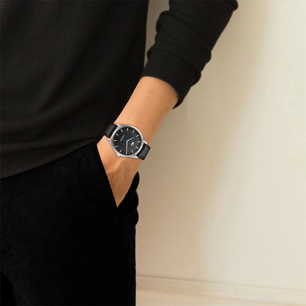 LACOSTE Lisbon Black Dial 42mm Silver Stainless Steel Black Leather Strap 2011372 - 4