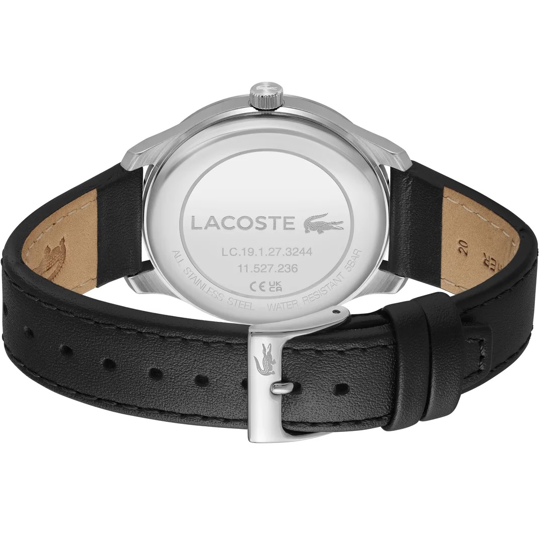 LACOSTE Lisbon Black Dial 42mm Silver Stainless Steel Black Leather Strap 2011372 - 3