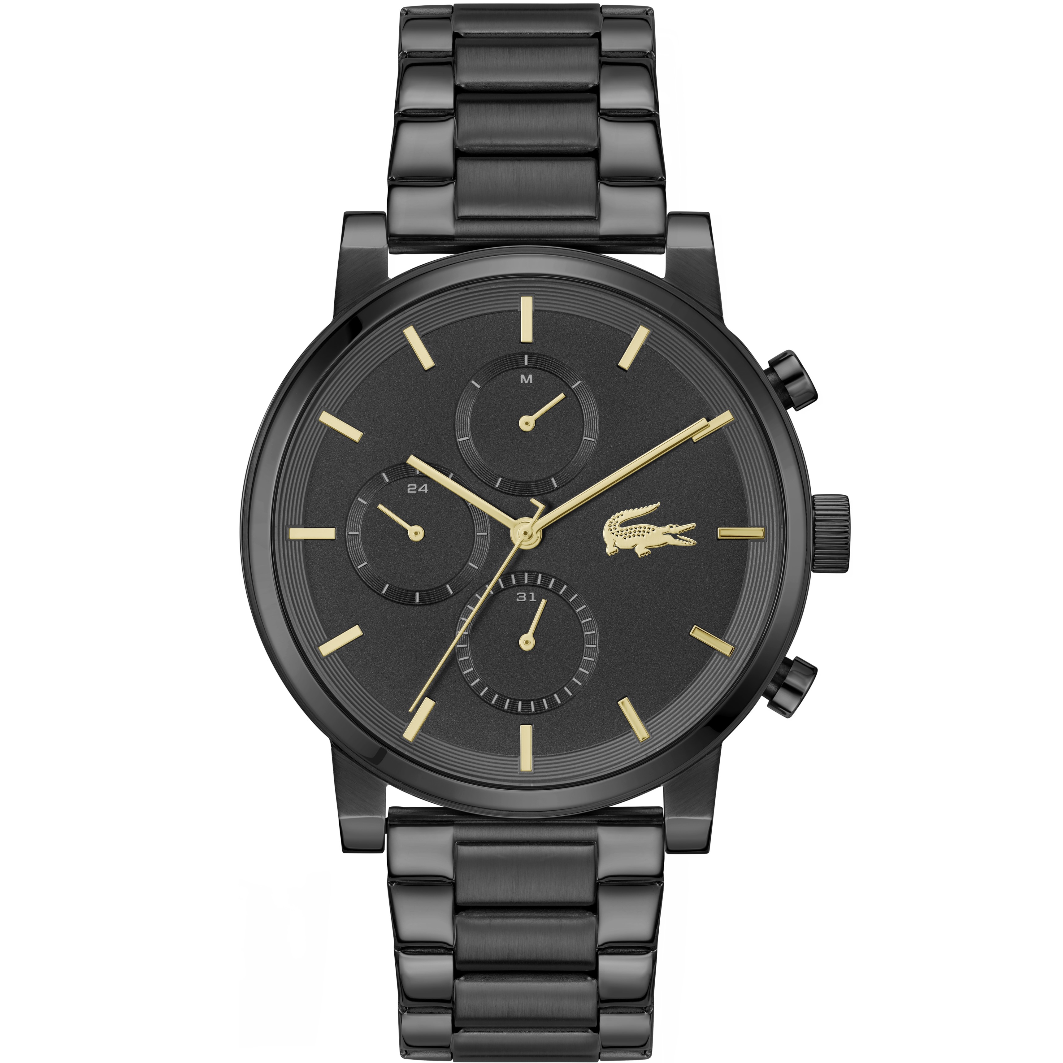 LACOSTE Replay Multifunction Black Dial 43mm Black Stainless Steel Bracelet 2011451 - 