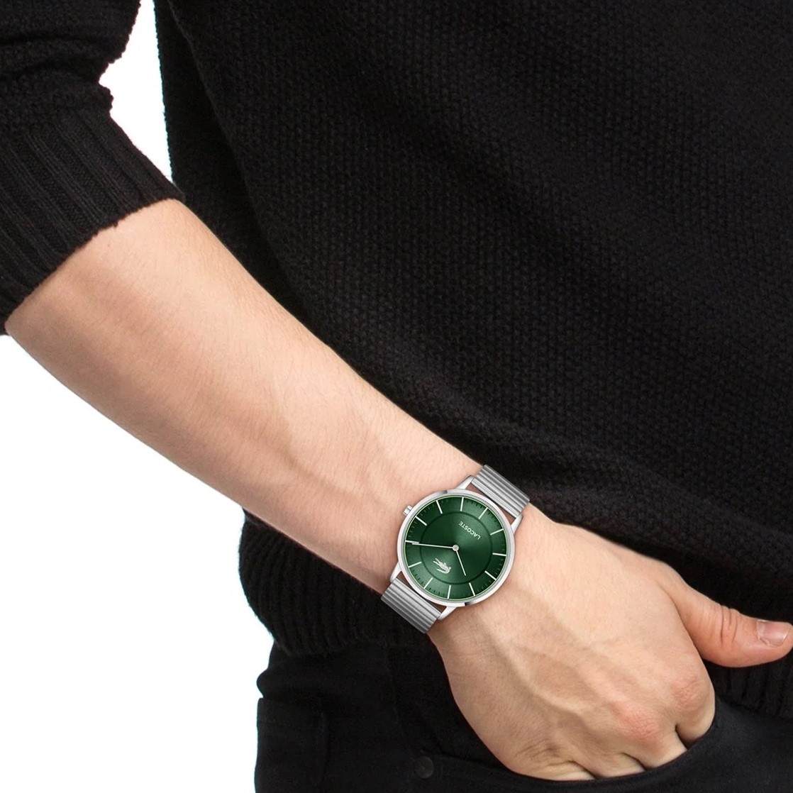 LACOSTE Crocorigin Green Dial 40mm Silver Stainless Steel Mesh Bracelet 2011474 - 