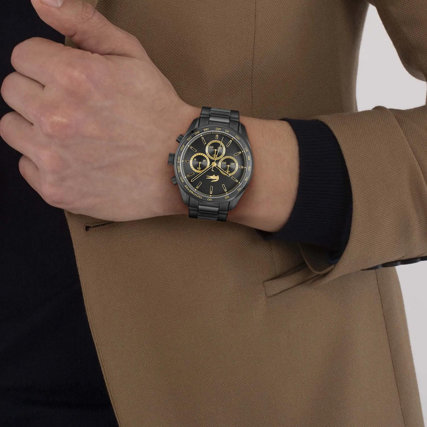 LACOSTE Boston Multifunction Black Dial 42mm Black Stainless Steel Bracelet 2011476 - 