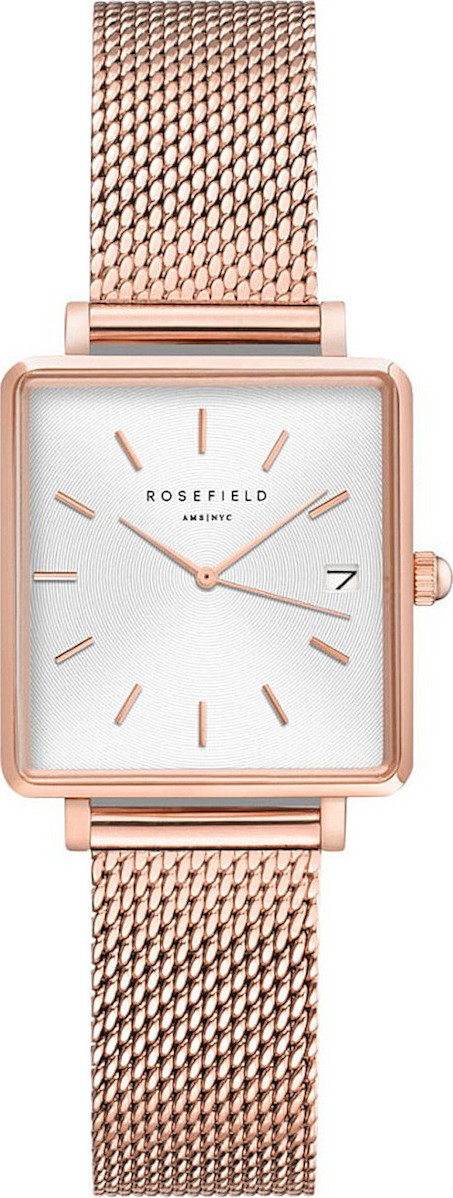 ROSEFIELD The Boxy XS 22mm Rose Gold Stainless Steel Mesh Bracelet QMWMRG-Q040 - 