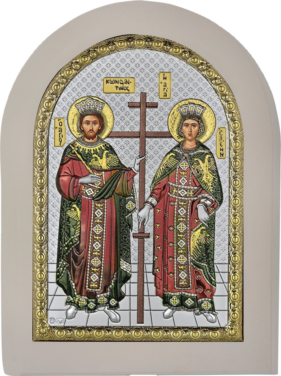 ΑΣΗΜΕΝΙΑ ΕΙΚΟΝΑ Άγιος Κωνσταντίνος και Αγία Ελένη (15cm x 21cm) MA-E1146-WH-BXC - 