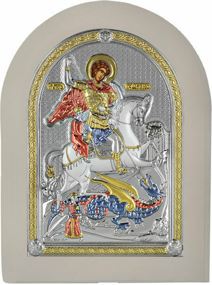 SILVER ICON Saint George (18cm x 24cm) MA-E1530-WH-MXC