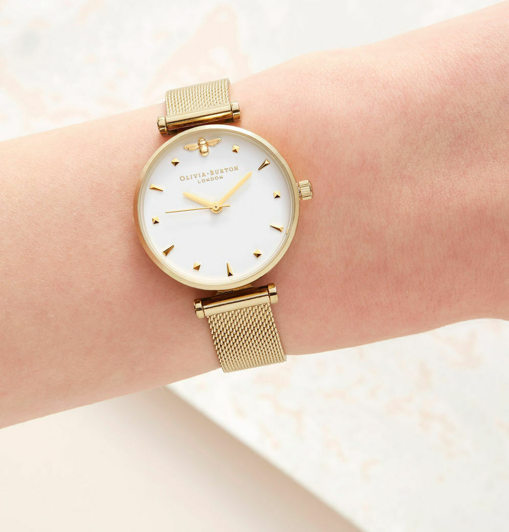 OLIVIA BURTON Queen Bee 30mm Gold Stainless Steel Mesh Bracelet OB16AM138 - 3