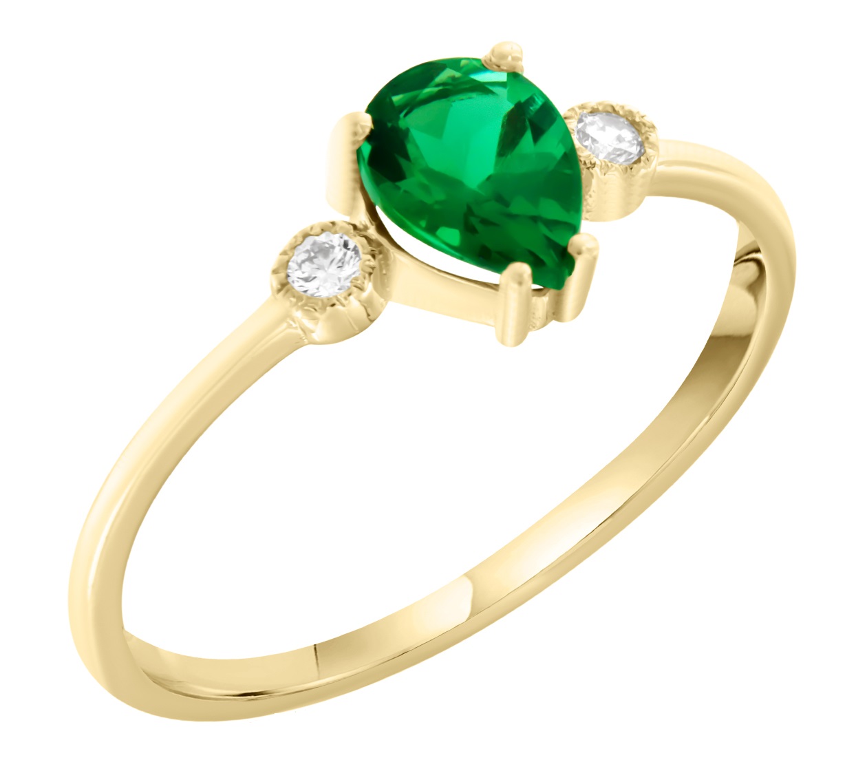 ΔΑΧΤΥΛΙΔΙ SENZIO Collection Κίτρινο Χρυσό Κ18 με Σμαράγδι και Διαμάντια Brilliant 20276YR-1 - 