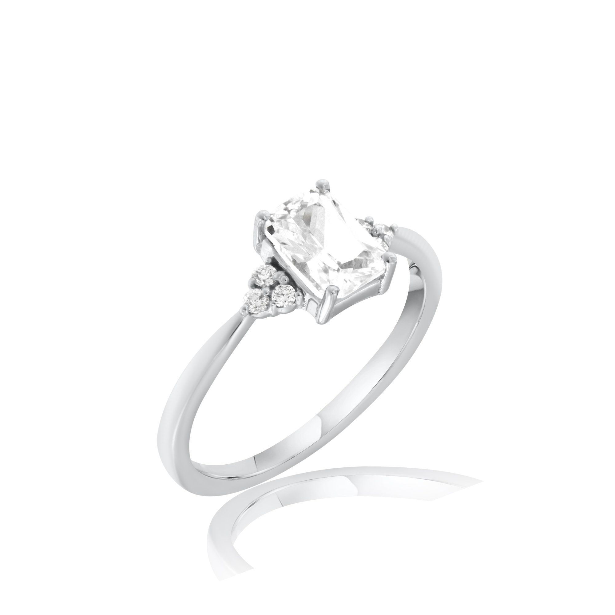 RING Single stone with White Sapphire and Brilliant in White Gold 18K 20291W