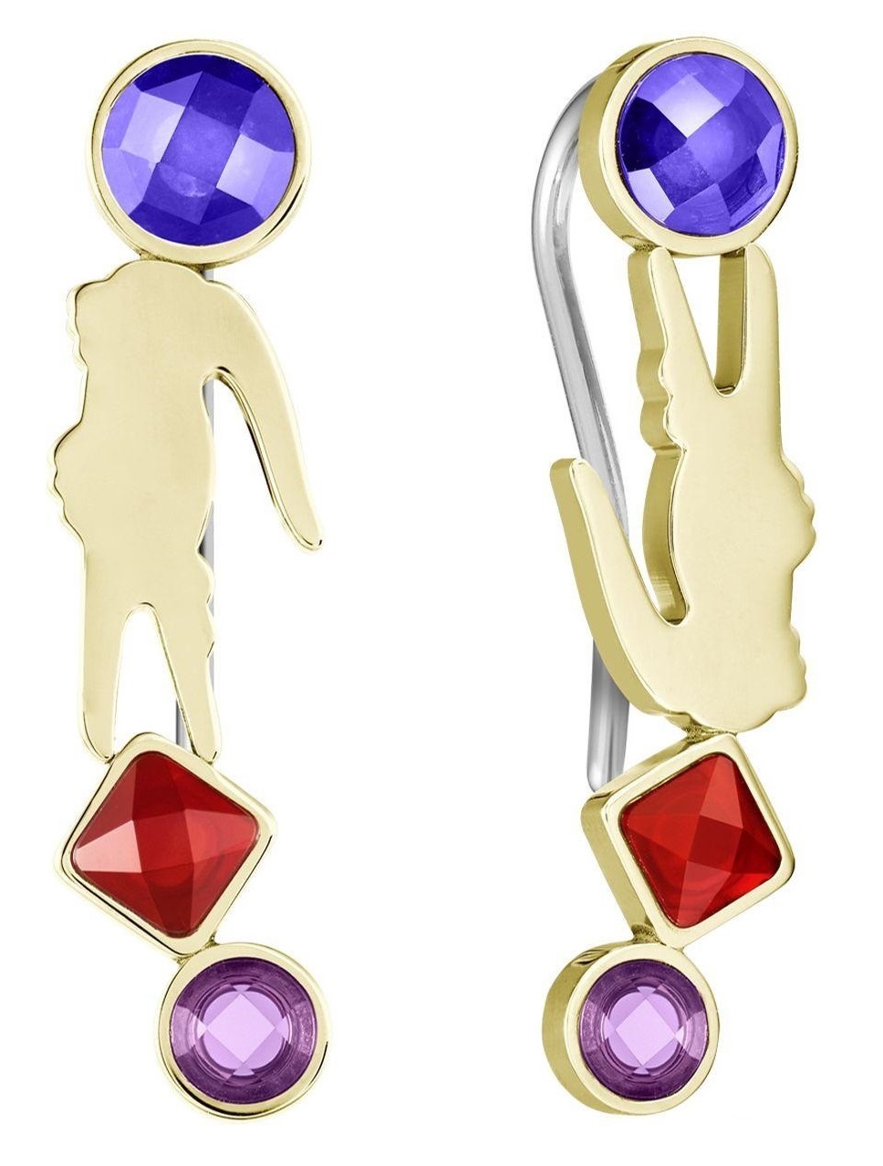 LACOSTE Dangle Earrings Gold Stainless Steel with Multicolour Zircon Stones 2040336 - 