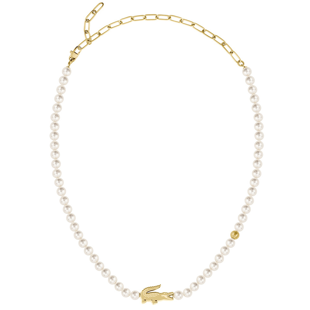 NECKLACE Women's LACOSTE Gold-Plated Stainless Steel with Pearls 2040429 - 