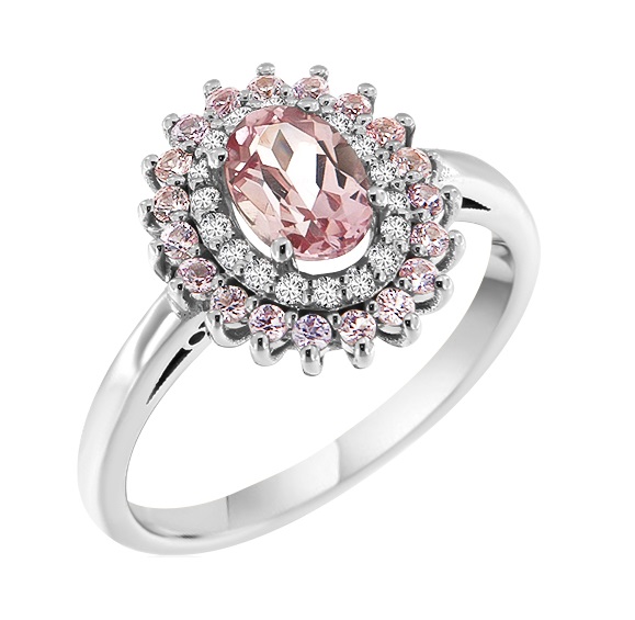 ΔΑΧΤΥΛΙΔΙ Ροζέτα Λευκό Χρυσό 18Κ με Ροζ Ζαφείρι και Μπριγιάν 20500W-3